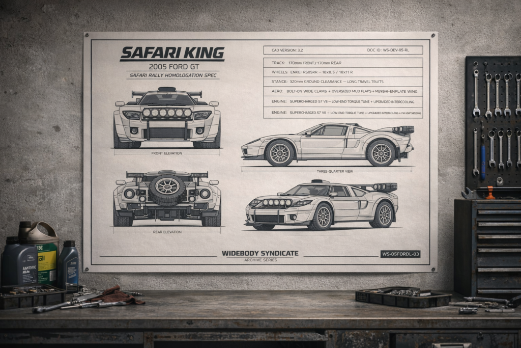 2005 Ford GT Safari King Blueprint Poster