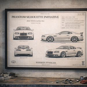 2000 Toyota Supra Mk4 Phantom Silhouette Initiative Framed Blueprint Poster
