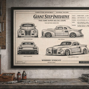 1940 Ford Super Deluxe Coupe Giant Step Initiative Framed Blueprint Poster