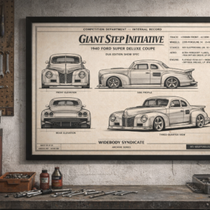 1940 Ford Super Deluxe Coupe Giant Step Initiative Framed Blueprint Poster