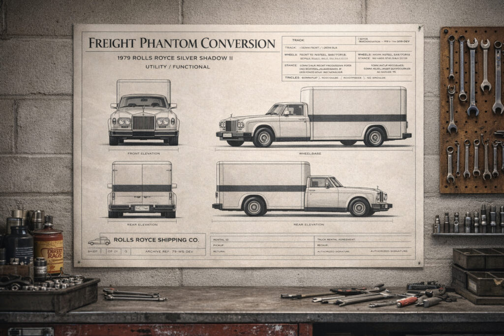 1979 Rolls Royce Silver Shadow II Freight Phantom Conversion Blueprint Poster