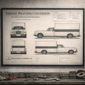 1979 Rolls Royce Silver Shadow II Freight Phantom Conversion Framed Blueprint Poster