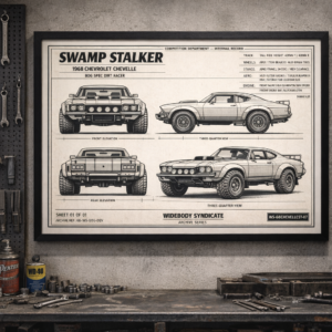 1968 Chevrolet Chevelle Swamp Stalker Framed Blueprint Poster