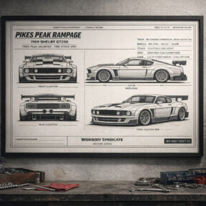 1969 Shelby GT350 Pikes Peak Rampage Framed Blueprint Poster
