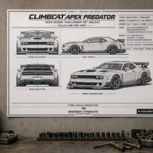 2019 Dodge Challenger SRT Hellcat Climbcat Apex Predator Blueprint Poster