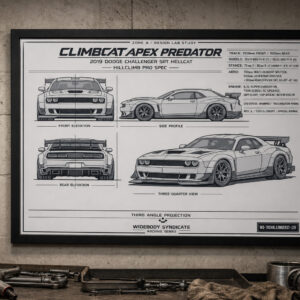 2019 Dodge Challenger SRT Hellcat Climbcat Apex Predator Framed Blueprint Poster