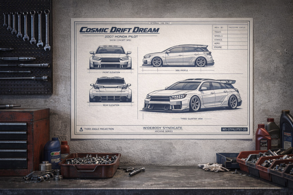 2007 Honda Pilot Cosmic Drift Dream Framed Blueprint Poster