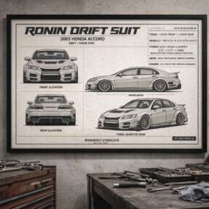 2003 Honda Accord The Ronin Drift Suit Framed Blueprint Poster