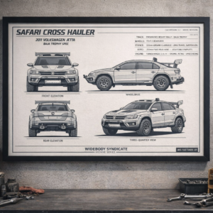 2011 Volkswagen Jetta Safari Cross Hauler Framed Blueprint Poster