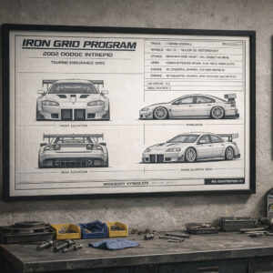2002 Dodge Intrepid Iron Grid Program Framed Blueprint Poster
