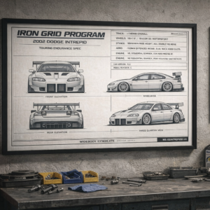 2002 Dodge Intrepid Iron Grid Program Framed Blueprint Poster