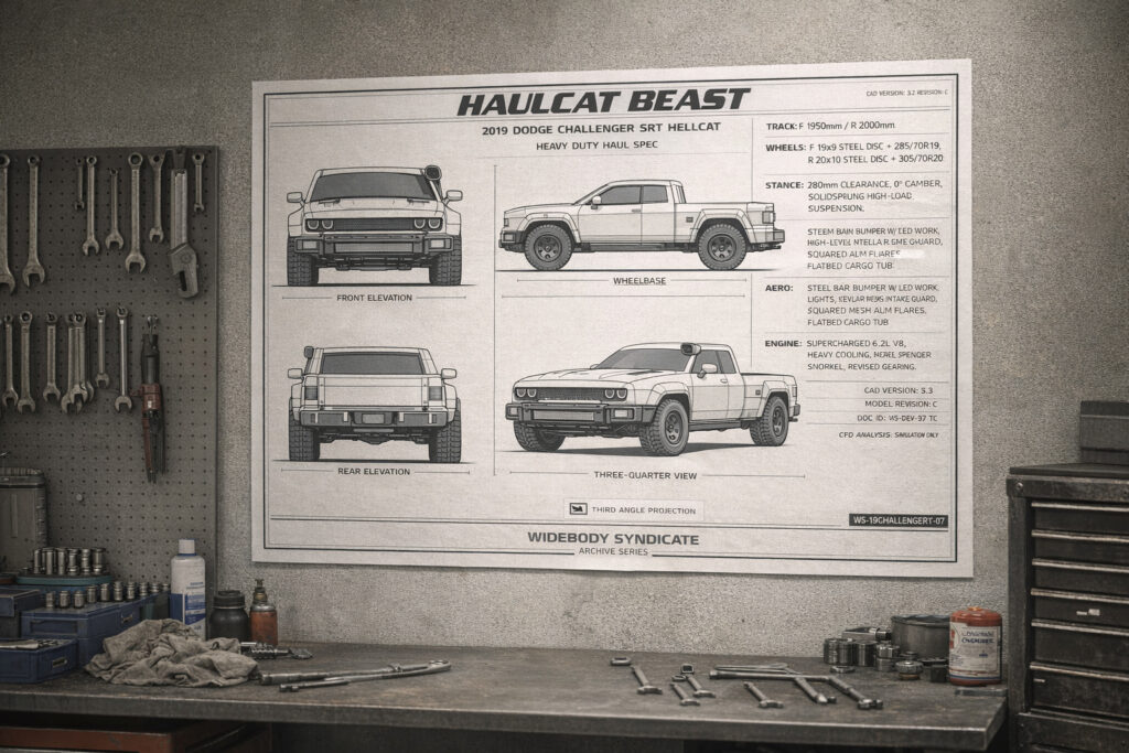 2019 Dodge Challenger SRT Hellcat Haulcat Beast Blueprint Poster