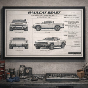 2019 Dodge Challenger SRT Hellcat Haulcat Beast Framed Blueprint Poster