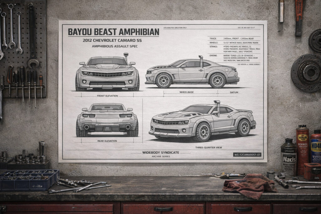 2012 Chevrolet Camaro SS Bayou Beast Amphibian Blueprint Poster