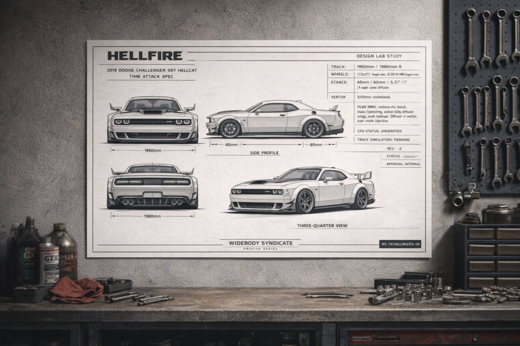 2019 Dodge Challenger SRT Hellcat F-35 Hellfire Time Attack Blueprint Poster