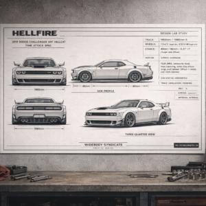 2019 Dodge Challenger SRT Hellcat F-35 Hellfire Time Attack Blueprint Poster
