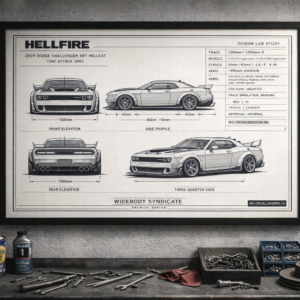 2019 Dodge Challenger SRT Hellcat F-35 Hellfire Time Attack Framed Blueprint Poster