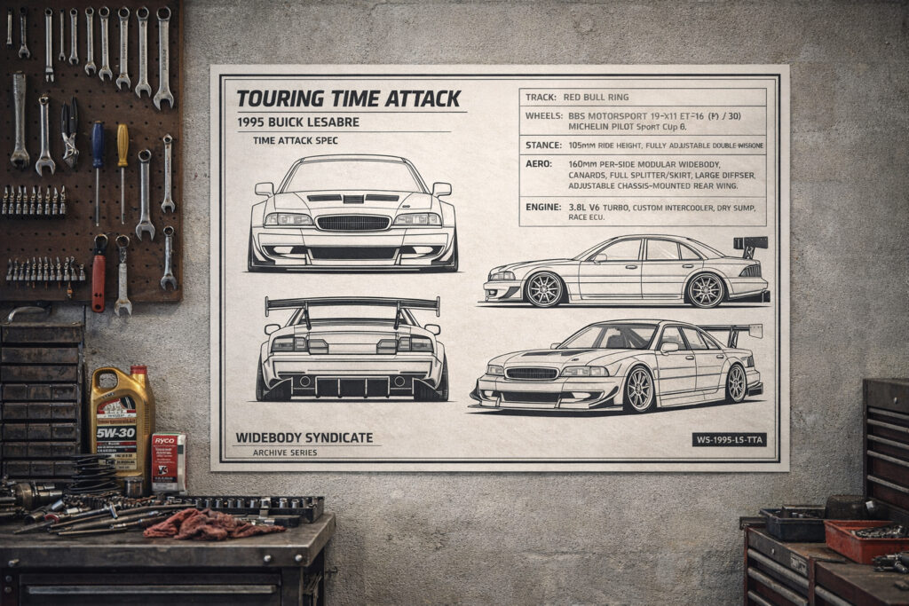 1995 Buick LeSabre Touring Time Attack Blueprint Poster