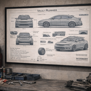 2015 Chrysler 200 Vault Runner Framed Blueprint Poster