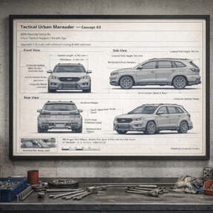 2006 Hyundai Santa Fe Tactical Urban Marauder Framed Blueprint Poster