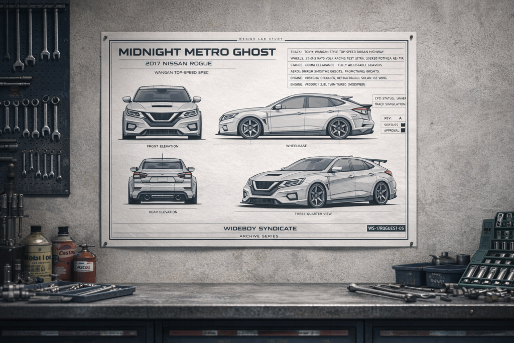 2017 Nissan Rogue Midnight Metro Ghost Blueprint Poster