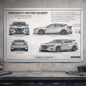 2017 Nissan Rogue Midnight Metro Ghost Blueprint Poster