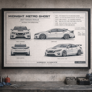 2017 Nissan Rogue Midnight Metro Ghost Framed Blueprint Poster