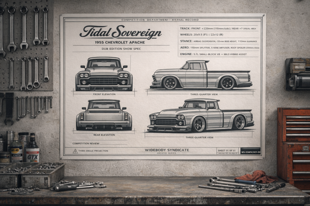 1955 Chevrolet Apache Tidal Sovereign Edition Blueprint Poster