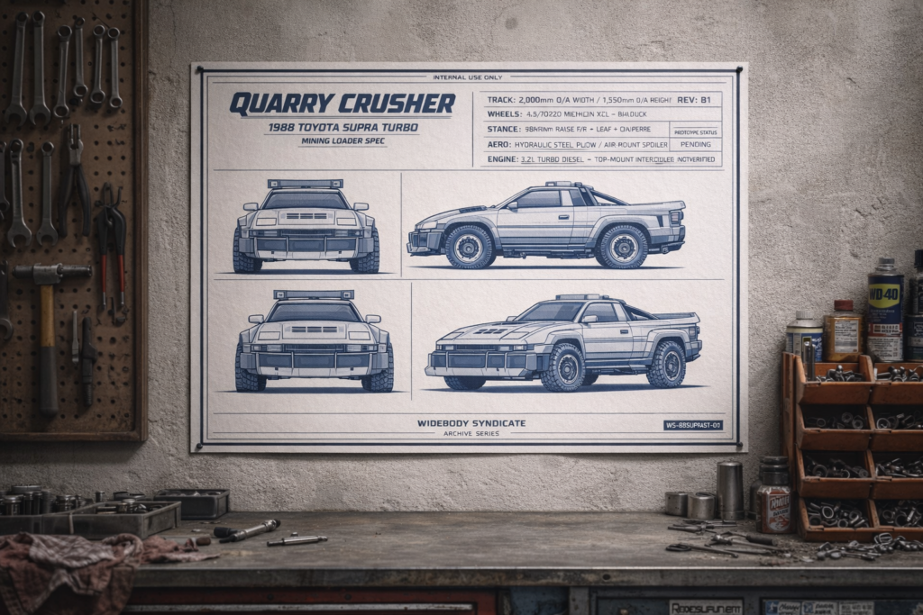 1988 Toyota Supra Turbo Quarry Crusher Blueprint Poster
