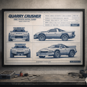 1988 Toyota Supra Turbo Quarry Crusher Framed Blueprint Poster