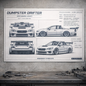 2015 Subaru Legacy Dumpster Drifter Blueprint Poster
