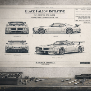 1969 Pontiac GTO Judge Black Falcon Initiative Blueprint Poster