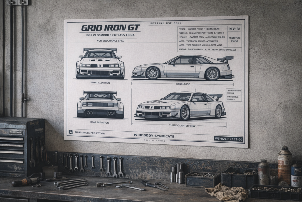 1982 Oldsmobile Cutlass Ciera Grid Iron GT Blueprint Poster