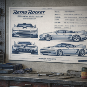 1993 Pontiac Bonneville SSEi Bonneville Retro Rocket Show Car Blueprint Poster