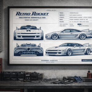 1993 Pontiac Bonneville SSEi Bonneville Retro Rocket Show Car Framed Blueprint Poster