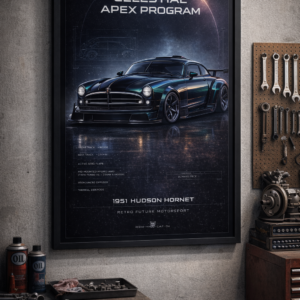 1951 Hudson Hornet Celestial Apex Program Framed Collectible Poster