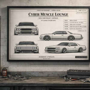 1978 Chevrolet Caprice Cyber Muscle Lounge Framed Blueprint Poster