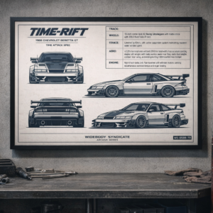 1988 Chevrolet Beretta GT Beretta Time-Rift Framed Blueprint Poster