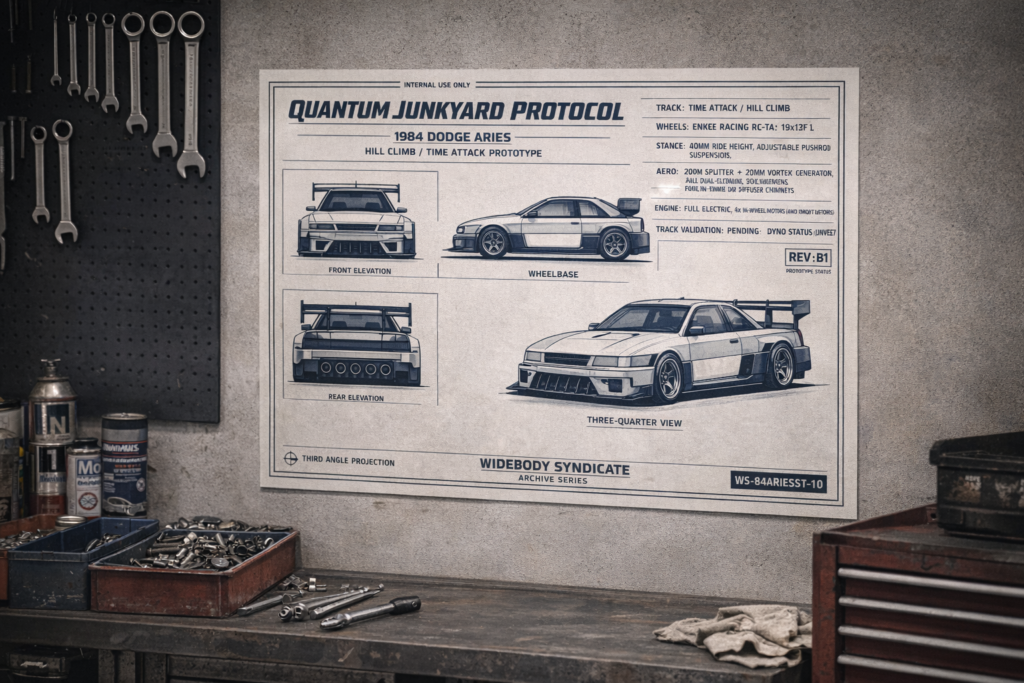 1984 Dodge Aries Quantum Junkyard Protocol Blueprint Poster