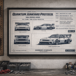 1984 Dodge Aries Quantum Junkyard Protocol Framed Blueprint Poster