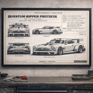 1951 Hudson Hornet Quantum Ripper Protocol Framed Blueprint Poster