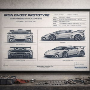 2020 Lamborghini Huracan Evo Iron Ghost Prototype Framed Blueprint Poster