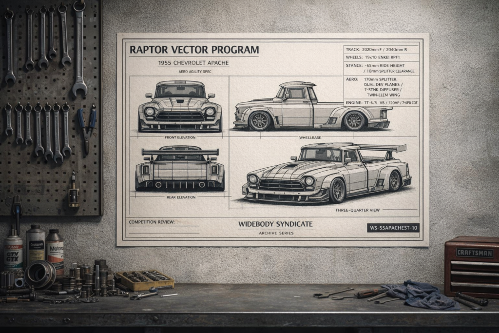 1955 Chevrolet Apache Raptor Vector Program Blueprint Poster