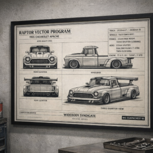 1955 Chevrolet Apache Raptor Vector Program Framed Blueprint Poster