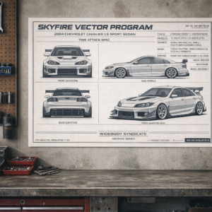 2004 Chevrolet Cavalier LS Sport Sedan Skyfire Vector Program Blueprint Poster