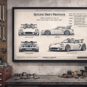 1964 Ginetta G4 R Skyline Drift Protocol Framed Blueprint Poster