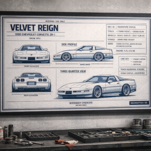 1990 Chevrolet Corvette ZR-1 Velvet Reign Edition Framed Blueprint Poster