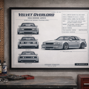 1984 Dodge Aries Velvet Overlord Framed Blueprint Poster