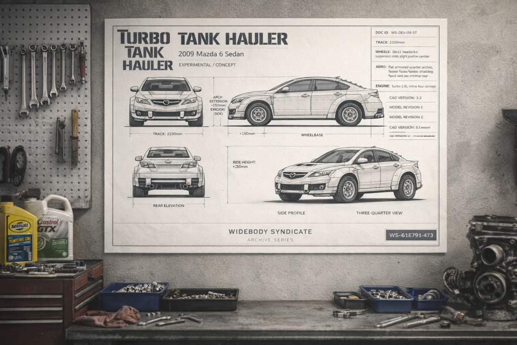 2009 Mazda 6 Sedan Turbo Tank Hauler Blueprint Poster