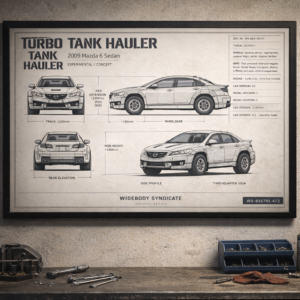 2009 Mazda 6 Sedan Turbo Tank Hauler Framed Blueprint Poster